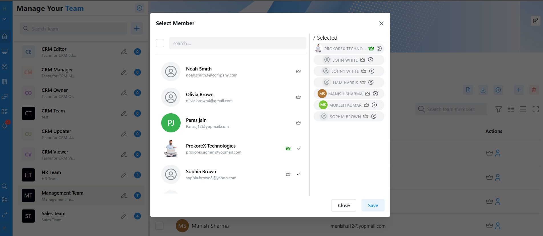 Team Member Management